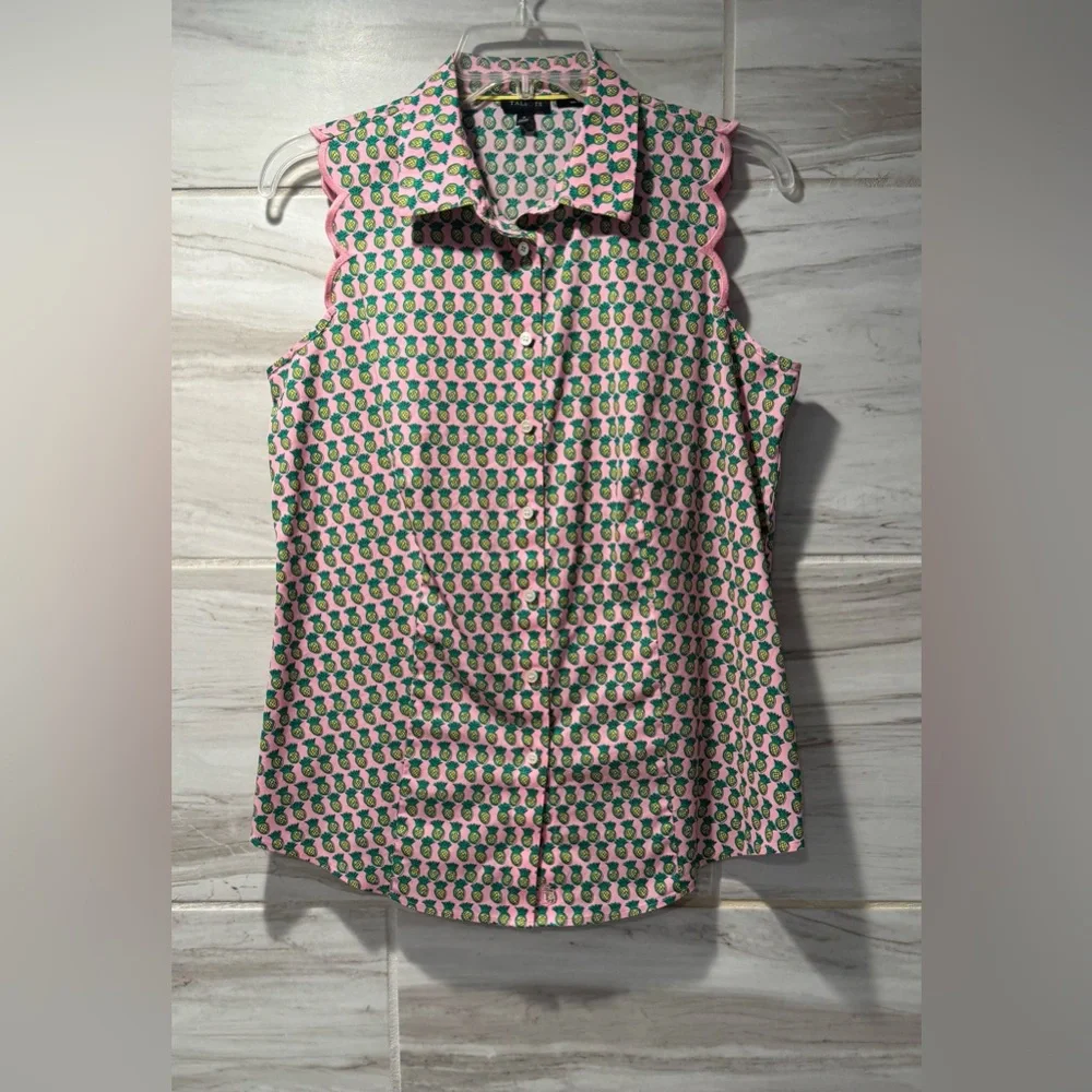 Women’s Talbots Scalloped Pineapple Top Size 4 - Picture 2 of 10